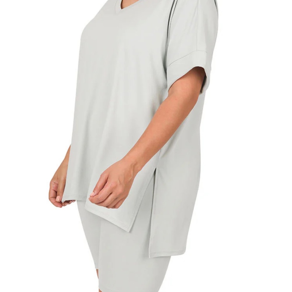 Zenana Outfitters Gray Pajama Top Relaxed Fit Sleepwear